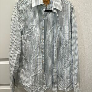Men's Blue & White Stripe Button-Down Shirt